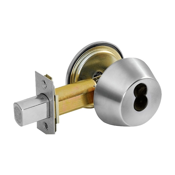 Grade 2 Single Cylinder Deadbolt, Corbin Russwin 6-Pin LFIC Prep, Less Core, Satin Chrome Finish